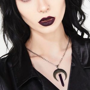 Killstar “Moon Child” crystal crescent necklace
